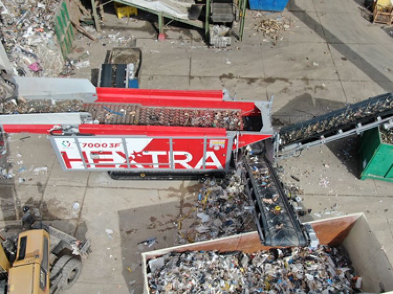 Ecostar Hextra-3F stjernesigte - i aktion i erhvervsaffald - ReTec